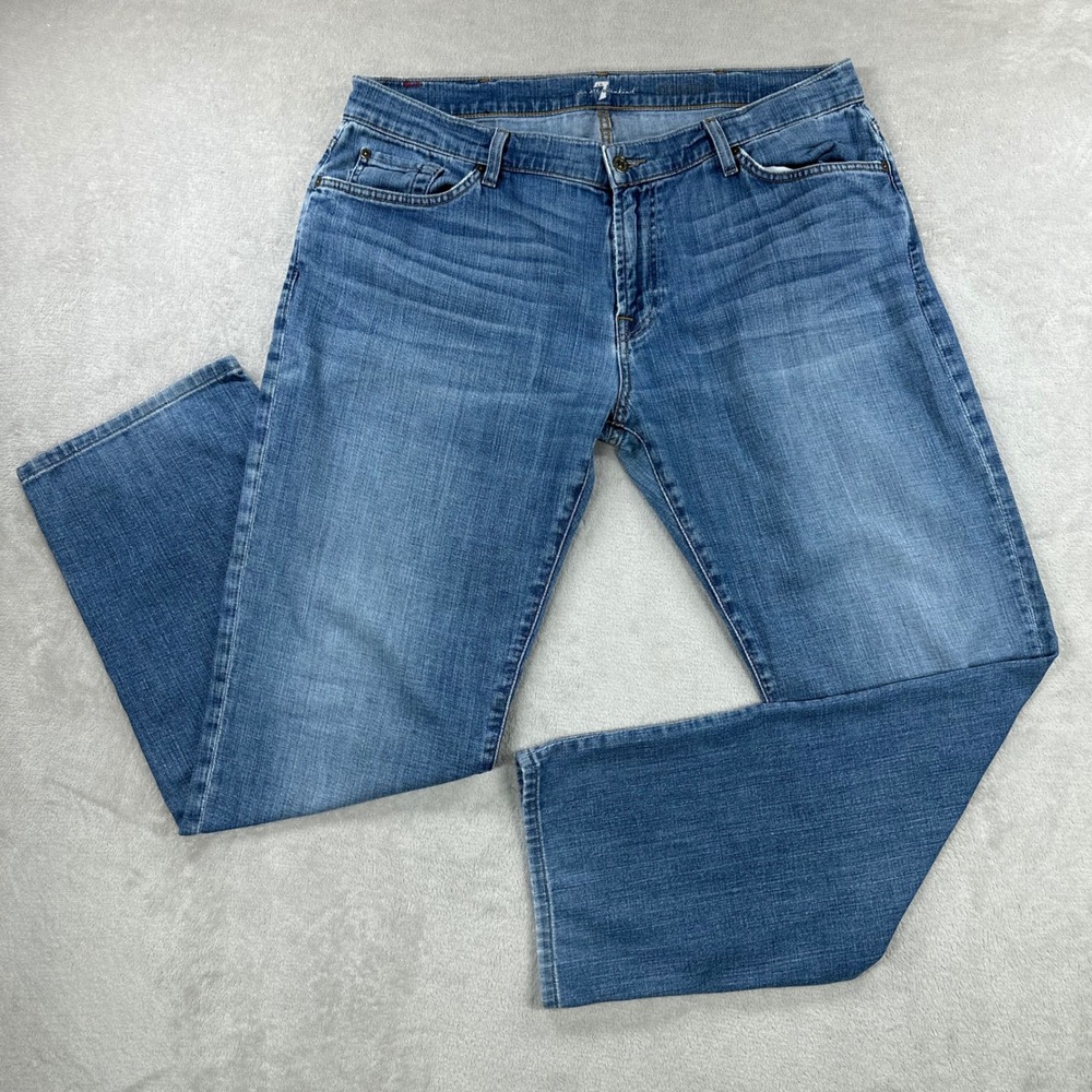 7 For All Mankind Jeans Mens 38 Blue Standard Straight Leg Stretch Medium Wash